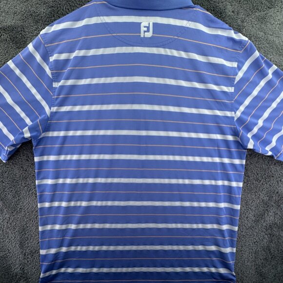 Footjoy Short Sleeve Golf Polo Shirt Blue Striped Medium Stretch 1908 Mystery - Picture 15 of 16